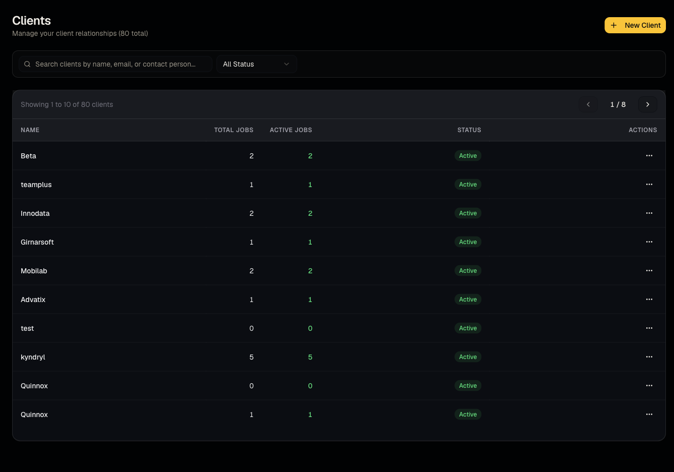 Create and manage clients screenshot