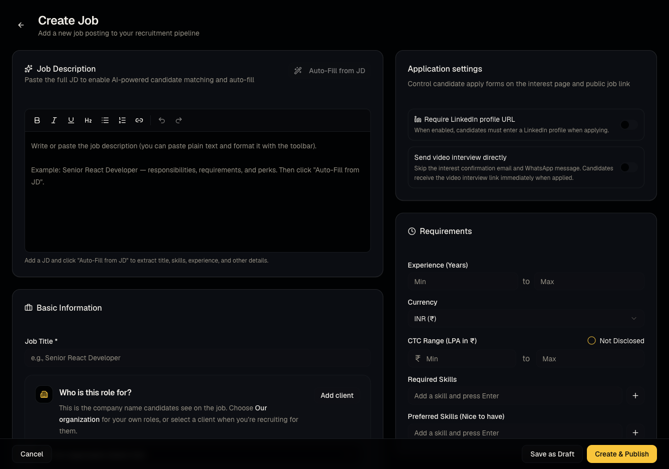 Create a job screenshot